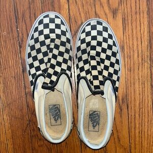 Vans Classic Slip-On Checkerboard Sneakers - Black & Cream